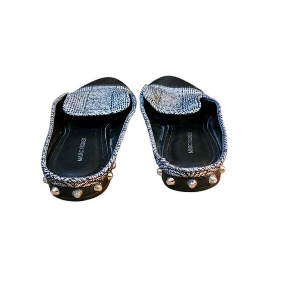 Marc Fisher Blk Gray Tweed Print Studded Heel Slip On Slides Sz 9.5 M - Picture 4 of 8